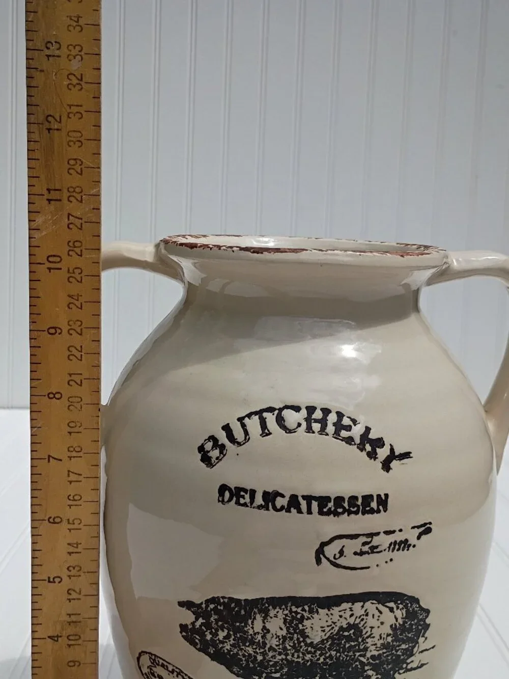 Farmhouse Ceramic Pig Vase Butchery Delicatessen Double Handle Jug Country 10.5